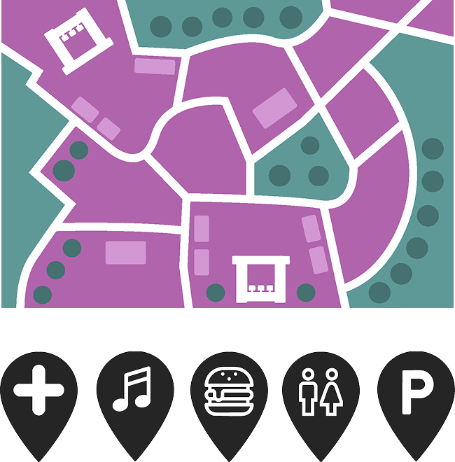 Ilustración de la app con un mapa