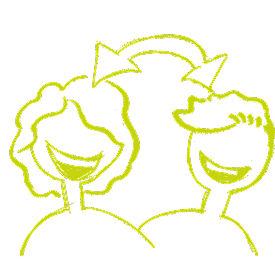 dibujo a trazos de dos personas hablando